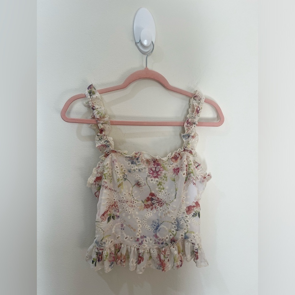 Floral Ruffle Strap Top - Picture 2 of 8